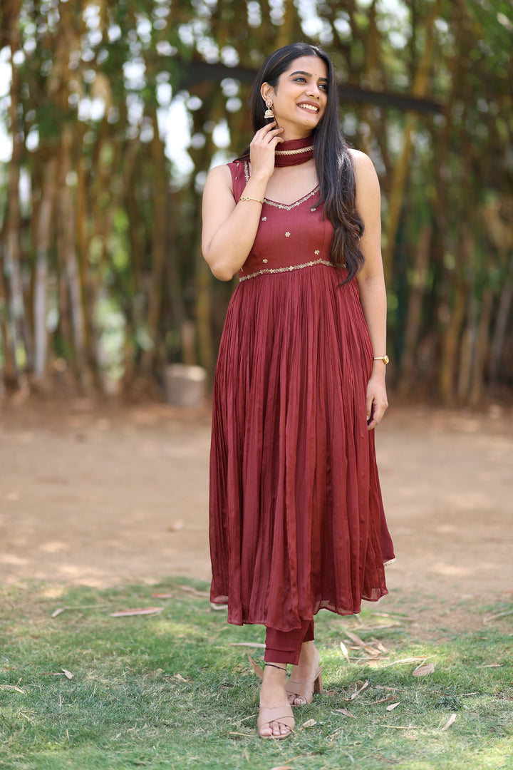 BROWN CHINON DRESS