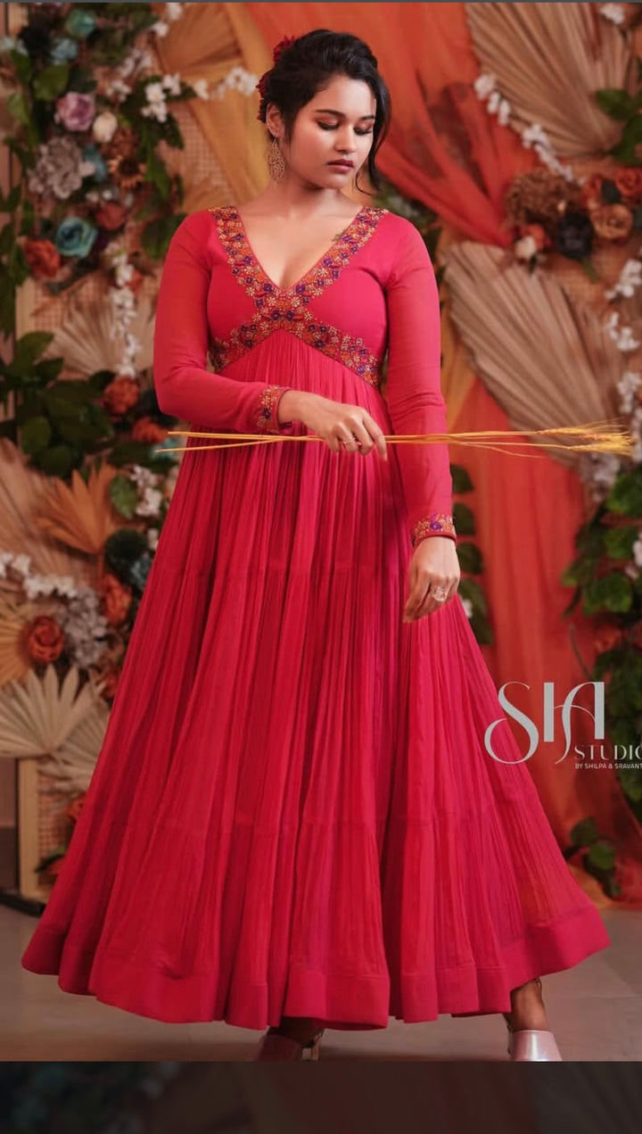 REDISH PINK GEORGETTE DRESS
