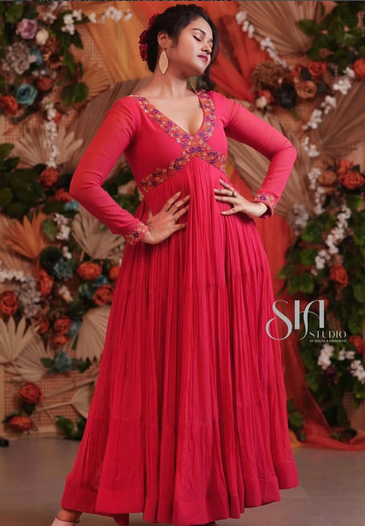 REDISH PINK GEORGETTE DRESS