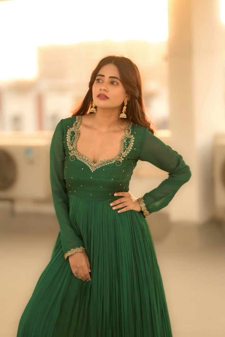 GREEN GEORGETTE ANARKALI