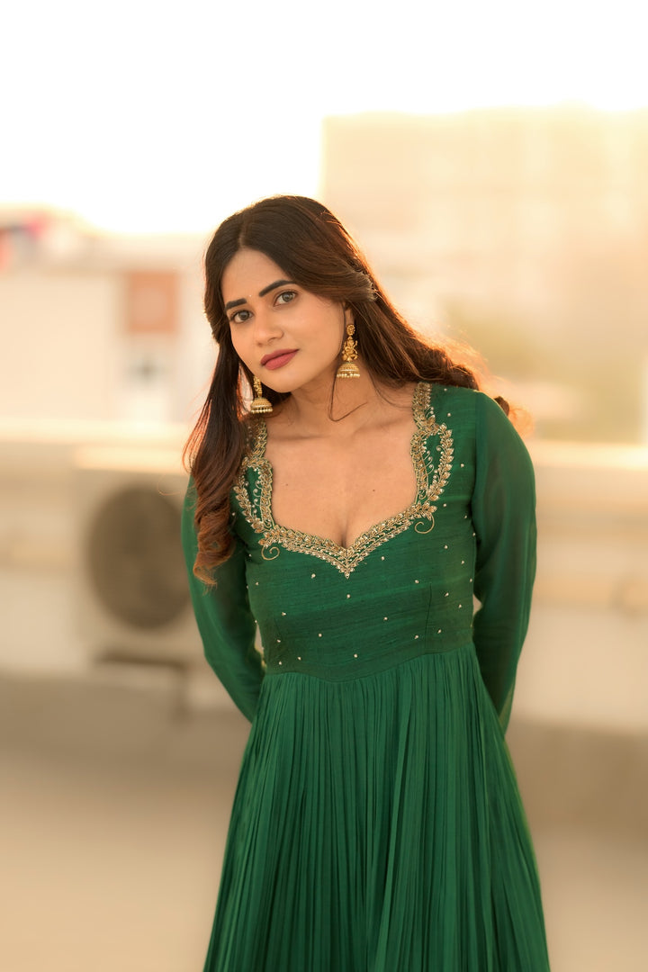 GREEN GEORGETTE ANARKALI