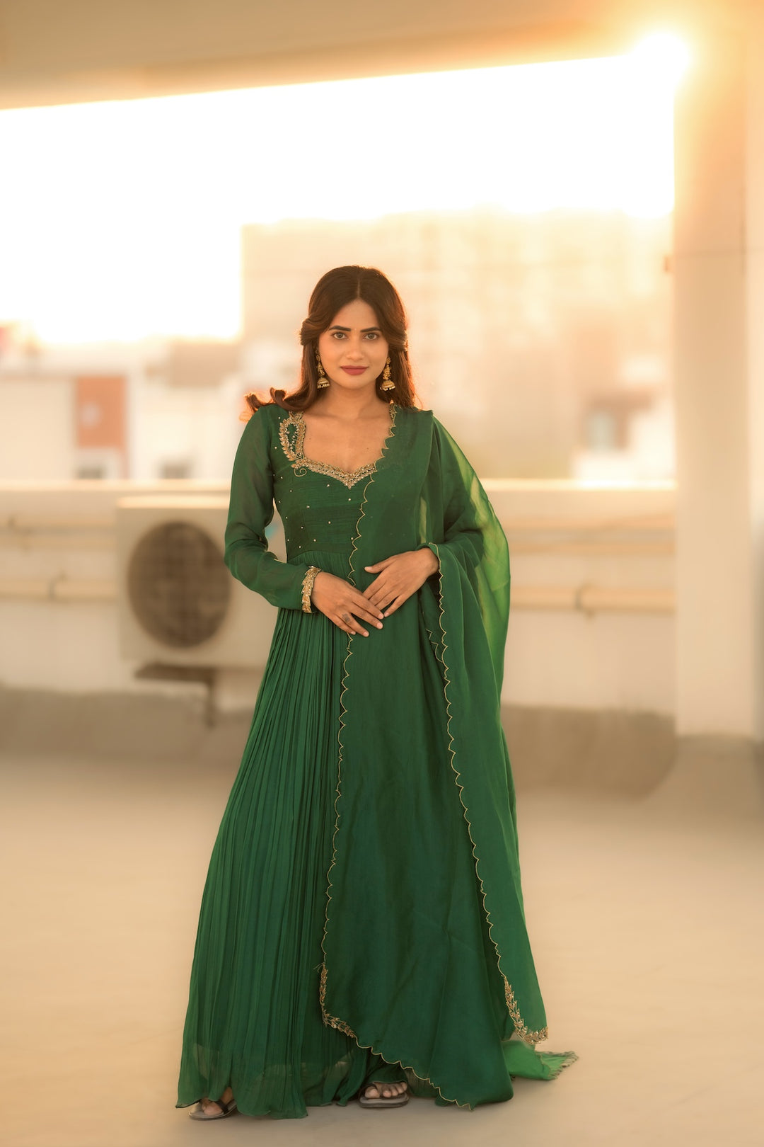 GREEN GEORGETTE ANARKALI