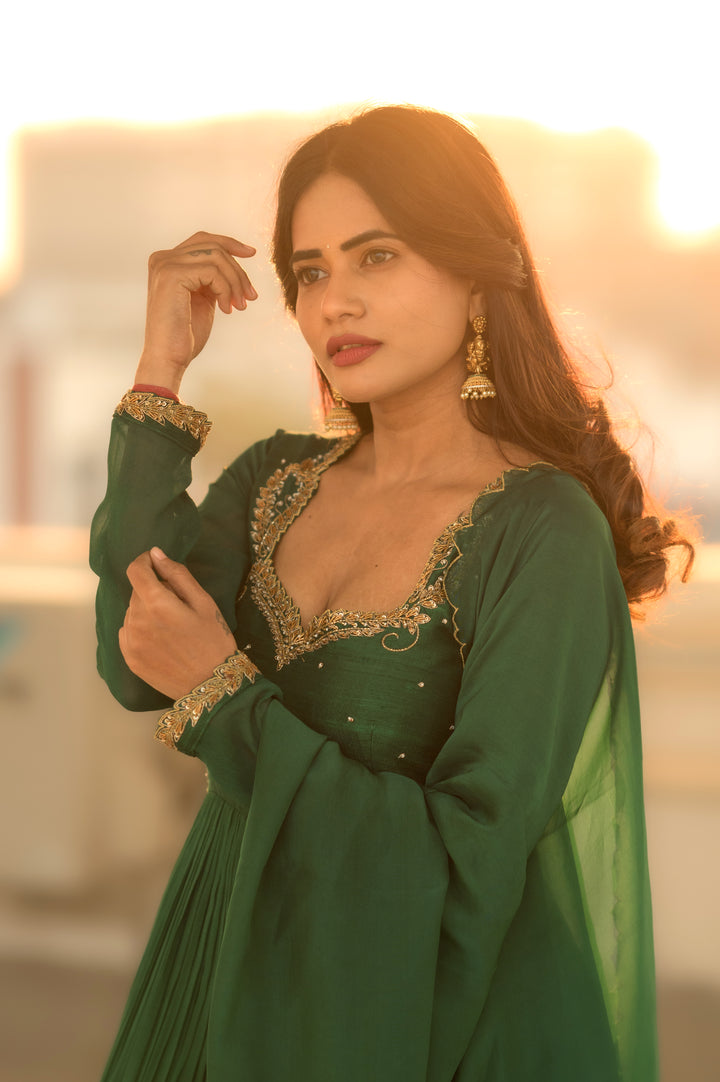 GREEN GEORGETTE ANARKALI