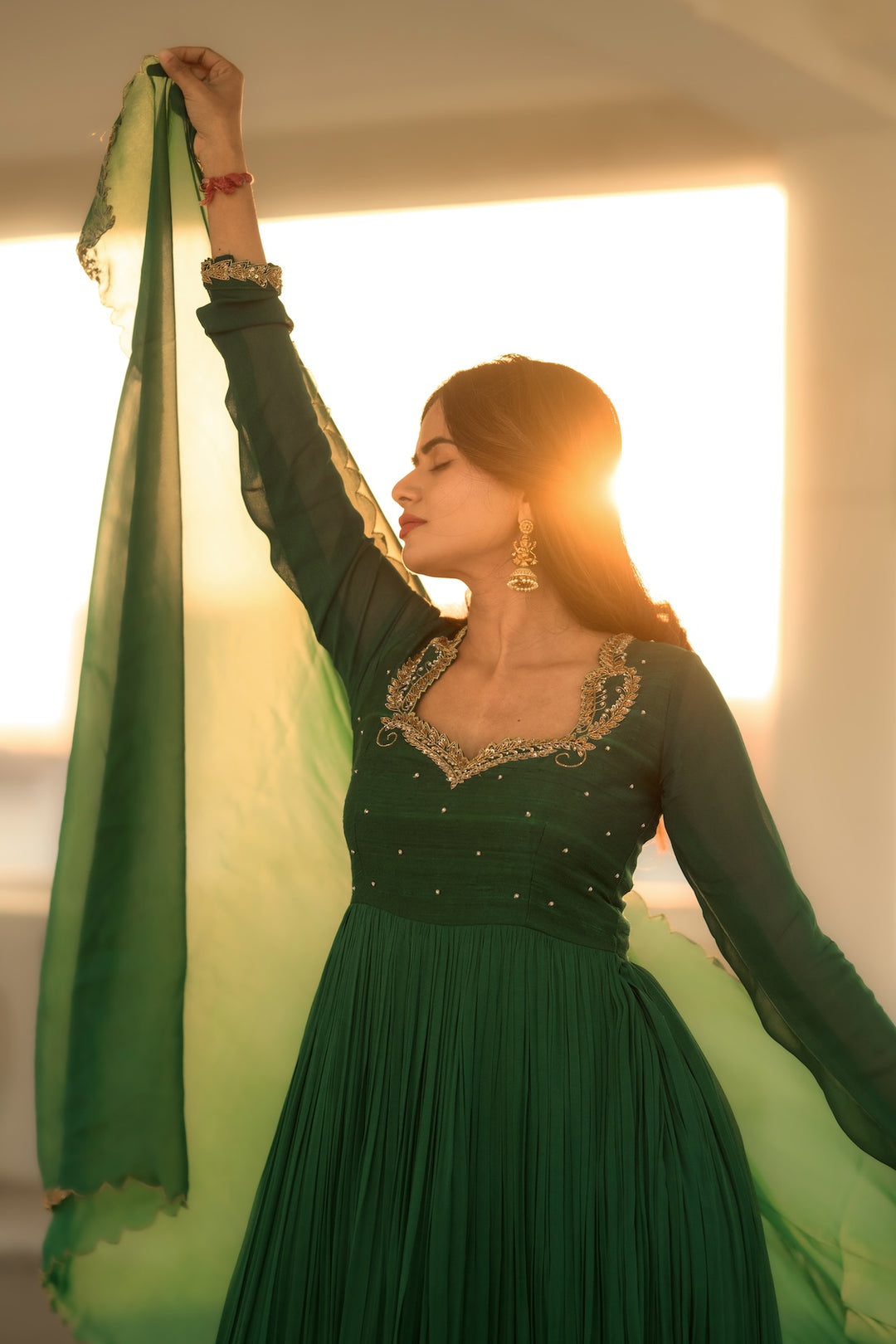 GREEN GEORGETTE ANARKALI