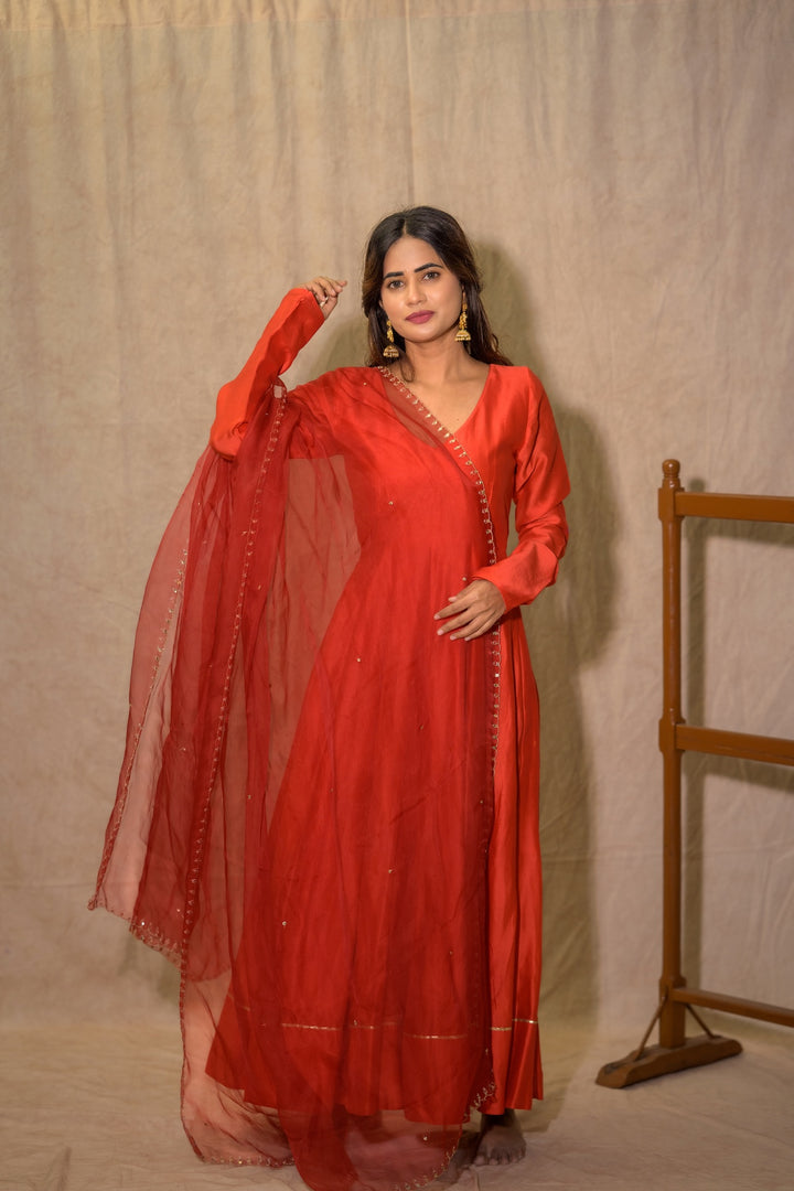 ORANGE CHENDERI KALI SET