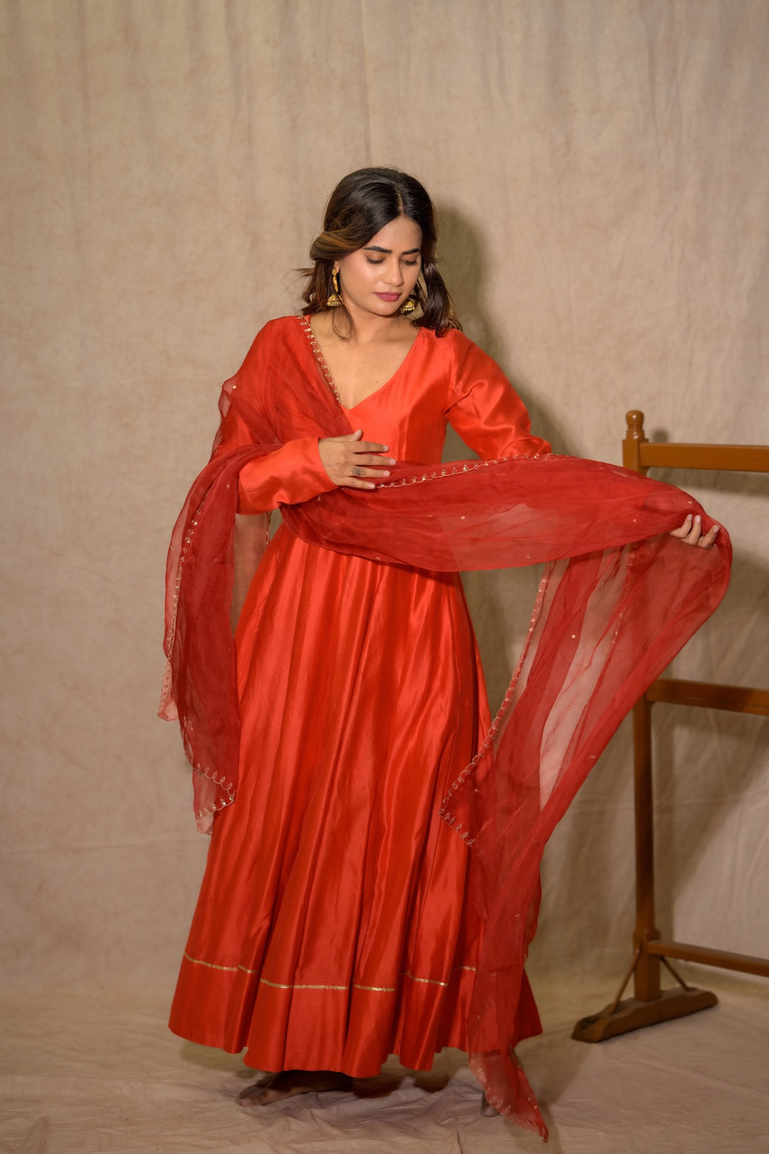 ORANGE CHENDERI KALI SET