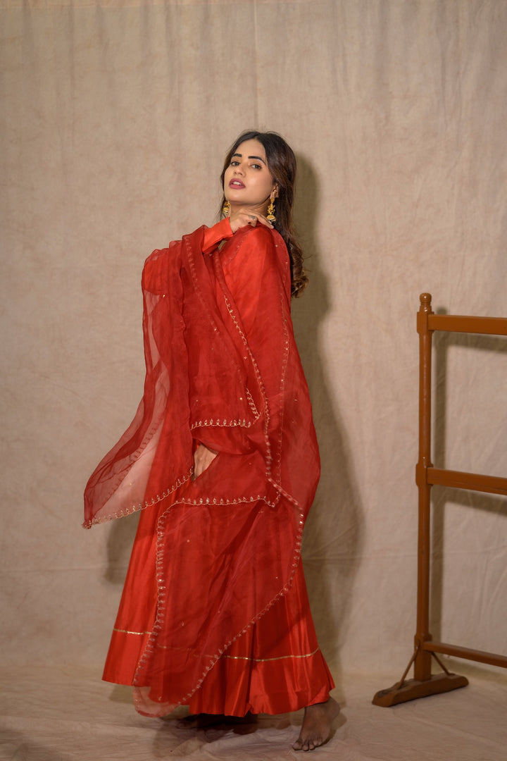 ORANGE CHENDERI KALI SET