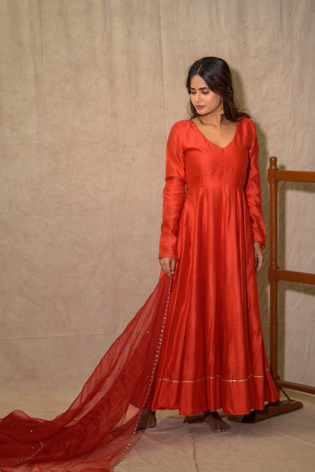 ORANGE CHENDERI KALI SET
