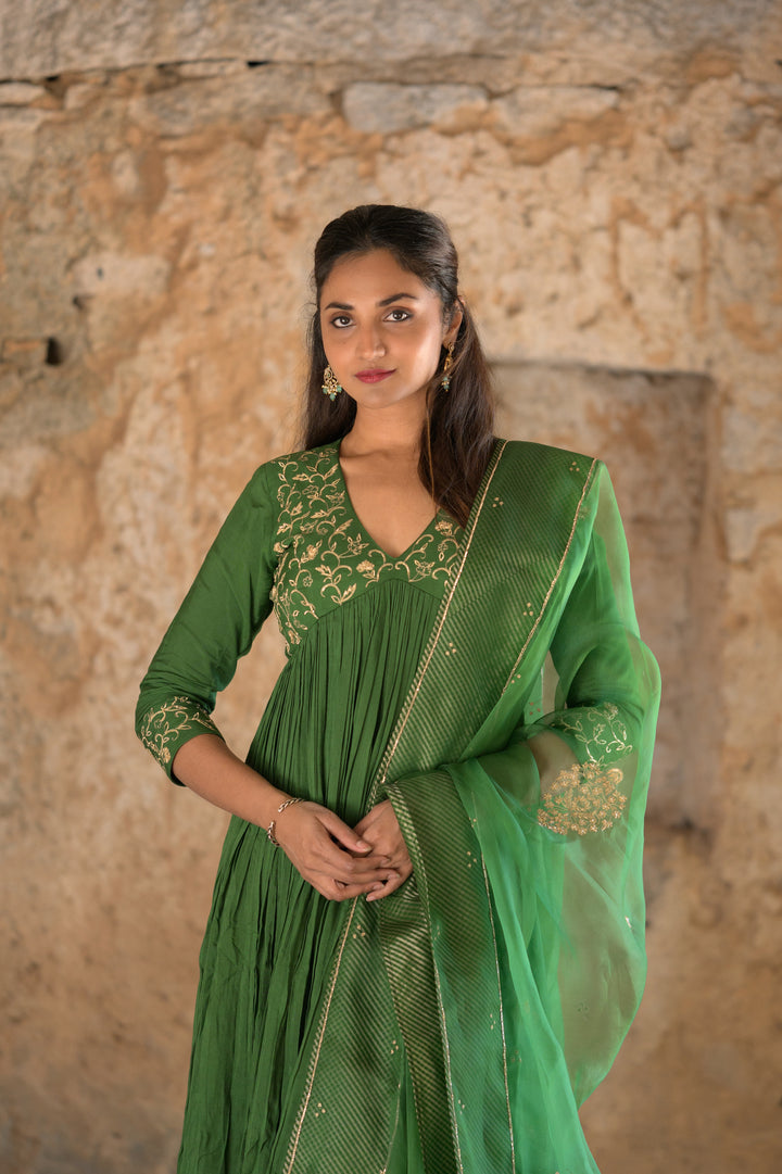 GREEN MUSLIN SUIT SET