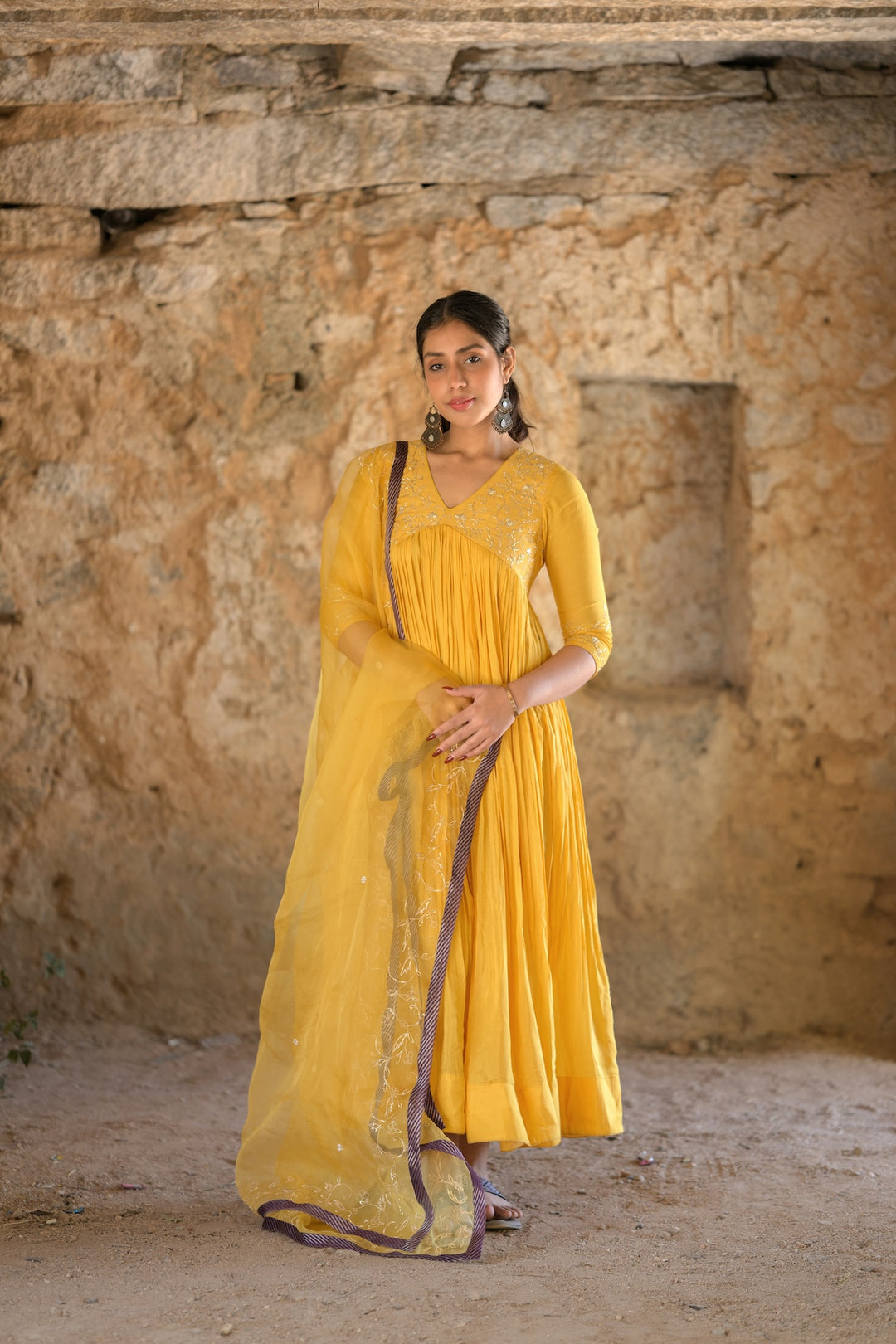 YELLOW MUSLIN SUIT SET