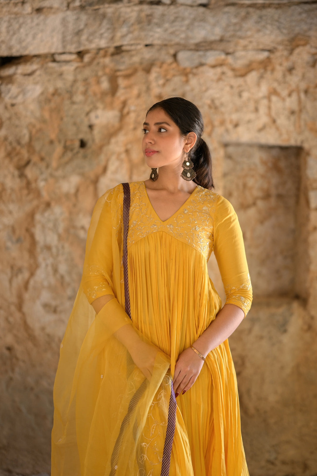 YELLOW MUSLIN SUIT SET