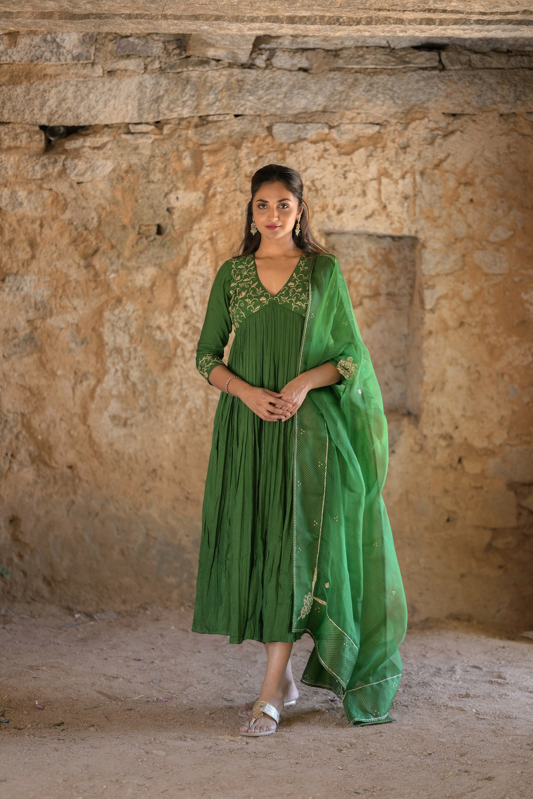 GREEN MUSLIN SUIT SET
