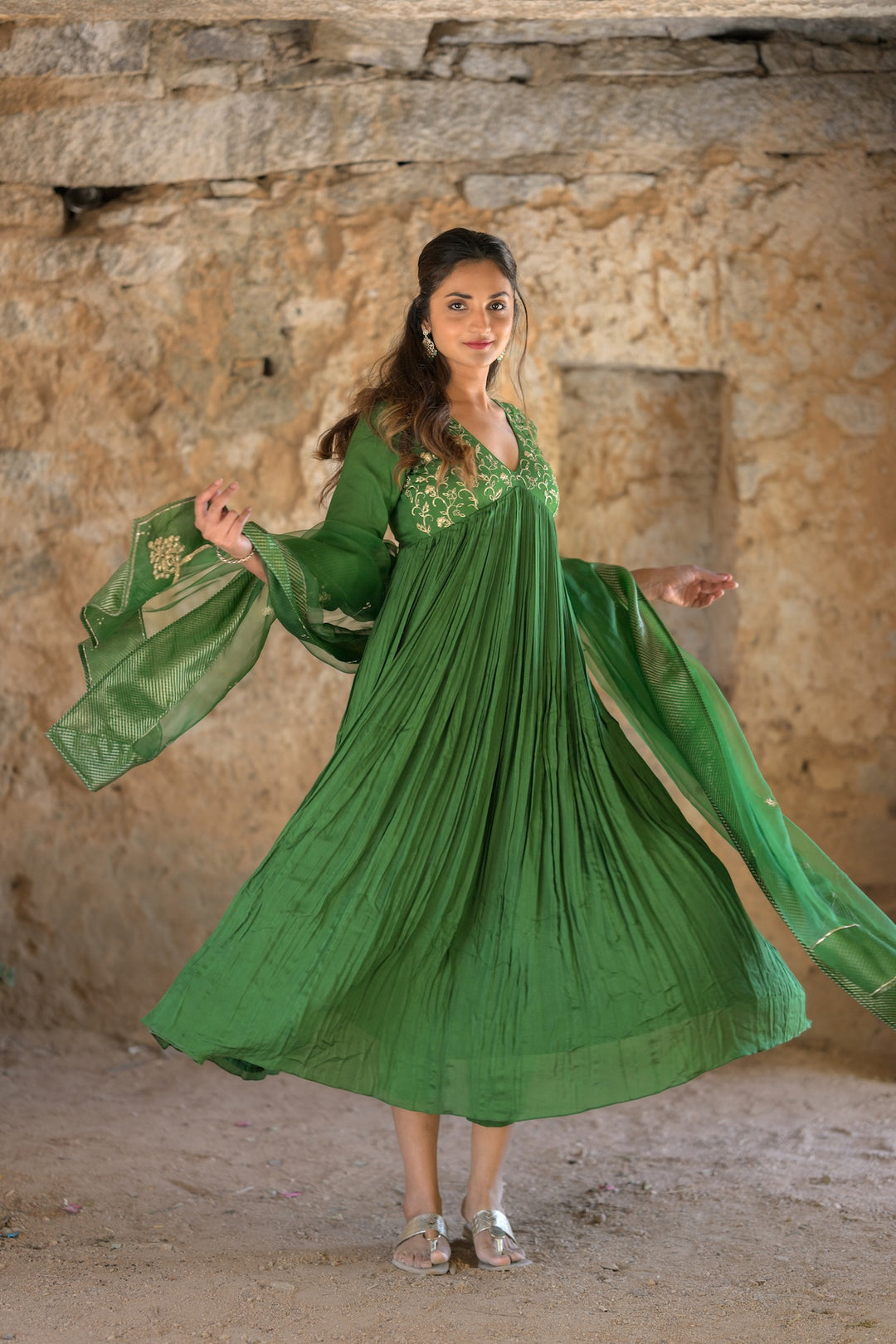 GREEN MUSLIN SUIT SET
